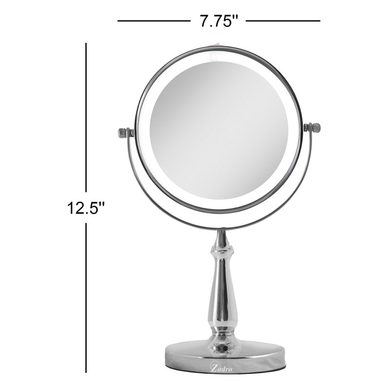 Miroir de maquillage / rasage pivotant à DEL à deux côtés de nouvelle génération, Chrome