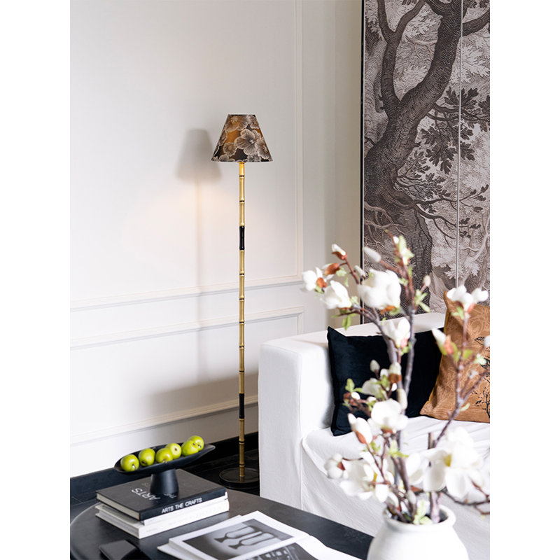 Lampe sur pied en lin et cuivre de style français rétro