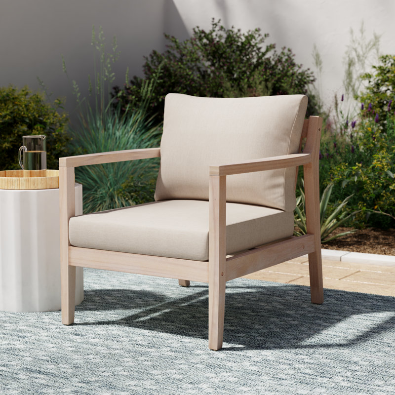 Amina Acacia Outdoor Lounge Chair, Beige Performance