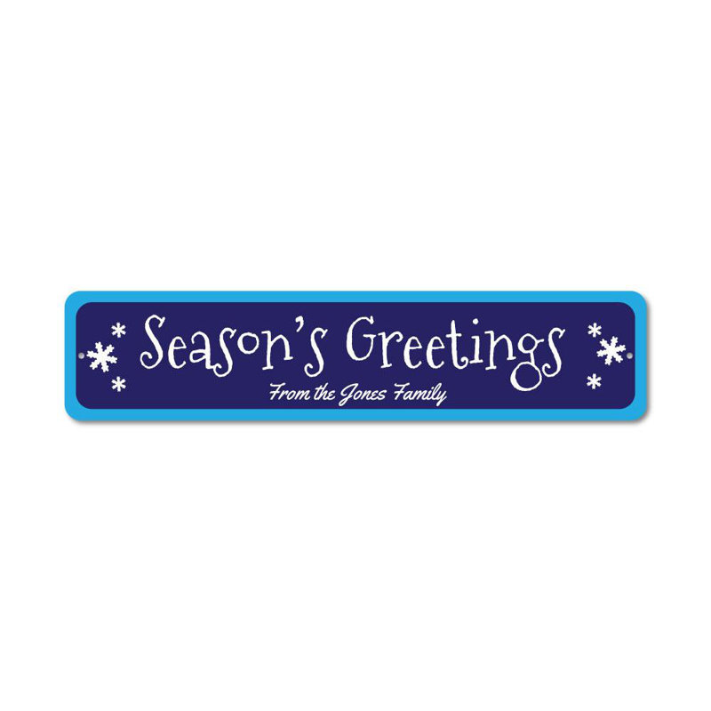 Plaque extérieure en aluminium Season's Greetings, H 4 po x l 18 po x P 0,04 po