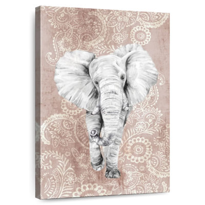 Éléphant à motif cachemire rose Brampt
