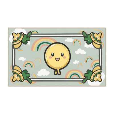 The Holiday Aisle® Washable Saint Patrick's Day Clover Leprechaun Holiday Rug