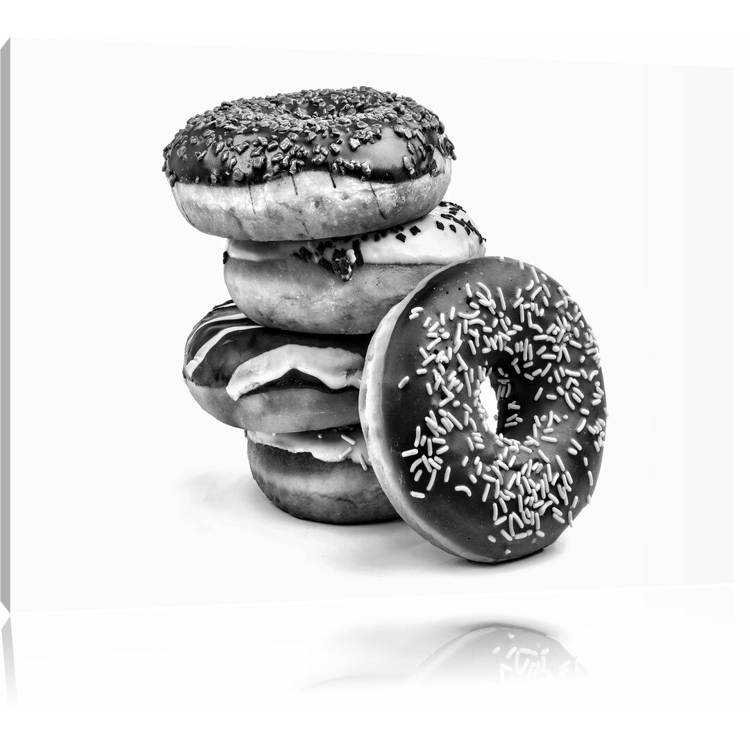 Leinwandbild Süße Donuts in Monochrom