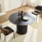 46.45 Inch MDF Dining Table For Dining Room Round Dinner Tables Mid-Century Modern Table BLACK