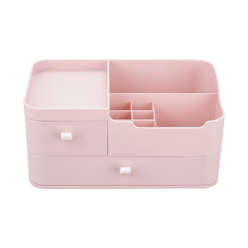 Pink Plastic Desktop Makeup Storage Organiser
