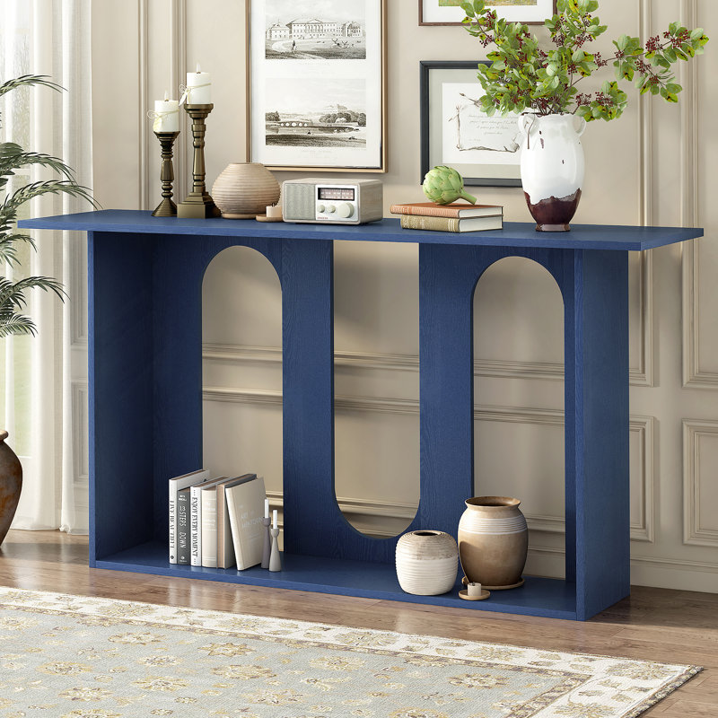 Console moderne avec placage en frêne, Navy Blue
