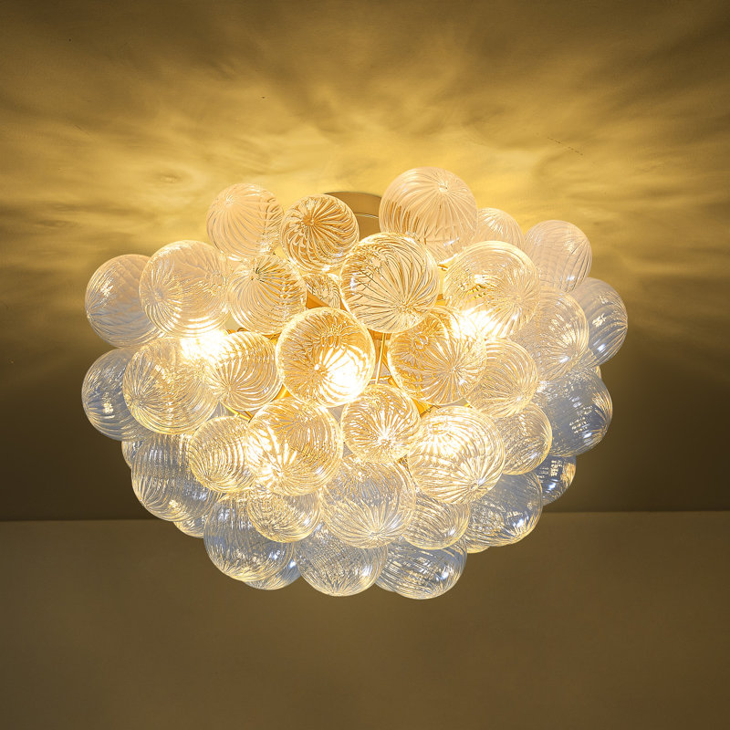6-light Nordic Bubble Glass Semi-flush Mount, Dimmable