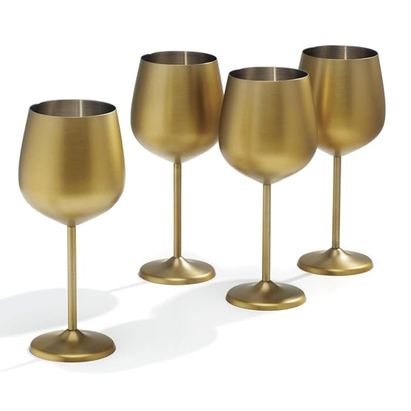 Cambridge Silversmiths 4-piece 18oz Brushed Gold Single-wall Wine Glasses