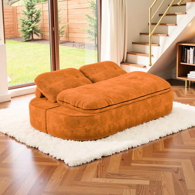 Memory Foam 3 Convertible 21 Modular Bed, Space, No Assembly, Brown Small Streak Corduroy, High Foam, Non-slip Pad, Breathable Comfort