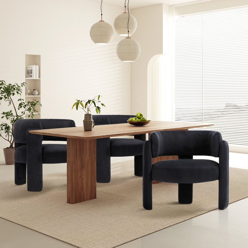 Modern Upholstered Barrel Armchair, Black