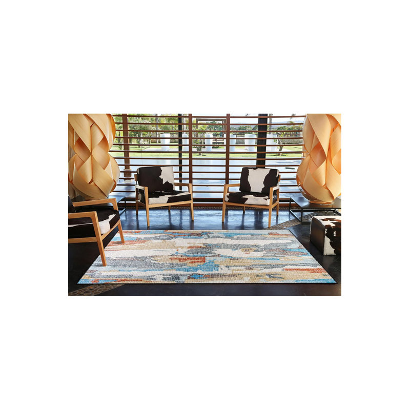 Tapis tissé à motif coulant lavable en machine, Rectangle 5 pi 1 po x 7 pi 7 po