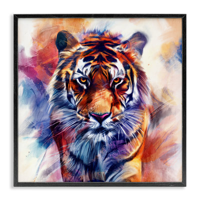 Fierce Vibrant Tiger Framed Giclee, design by Kim Allen