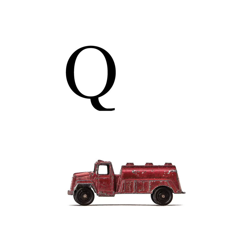 Q Water Truck White Letter 1 Piece Wall Art on Canvas, 20.32 cm H x 30.48 cm W, Wrapped Canvas