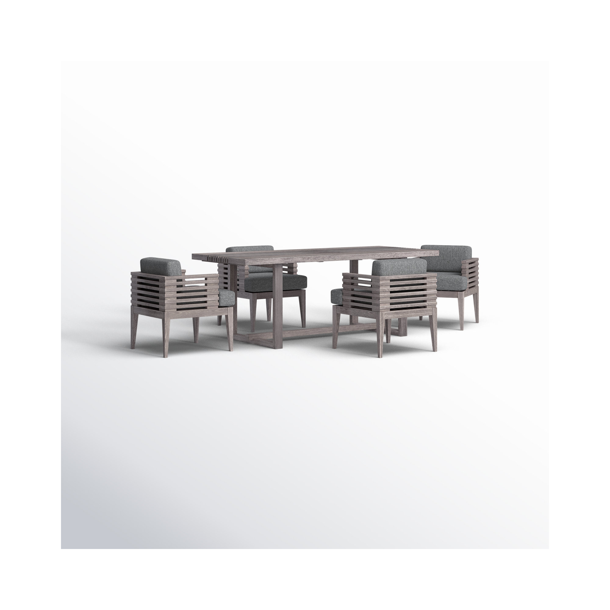 Aerilyn 82'' Rectangular 4 - Person Outdoor Dining Set with Cushions, Grey Performance, Gray