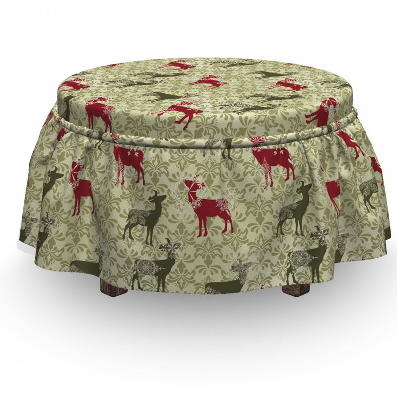 Ensemble de housse pour repose-pieds à coussins carrés 2 pièces cerf damassé