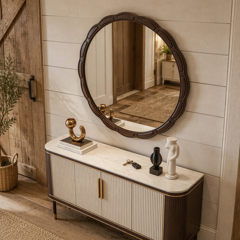 Round Mirror, Noyer brun