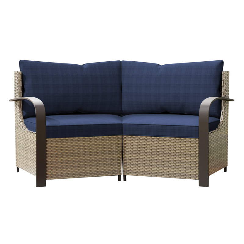Patio Loveseat With Left And Right Armrests, Blue