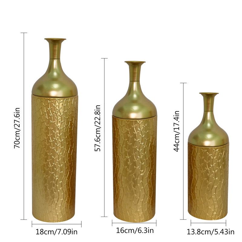 Ensemble de 3 vases décoratifs en métal
