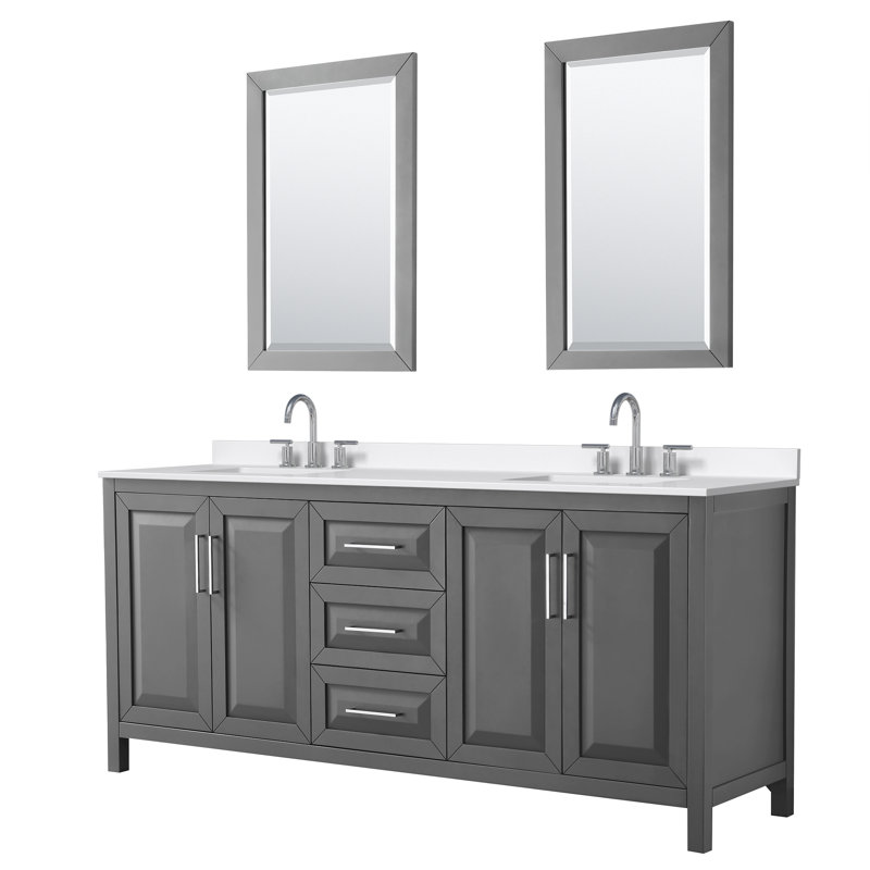 Daria 80'' W Vanity, Polished Chrome, Gray, Giotto Quartz