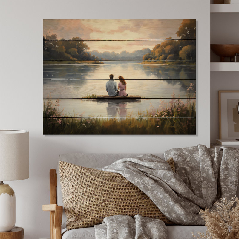 Paysage romantique sérénade tranquille I - impression sur bois sans cadre, H 24 po x l 32 po x P 0,78 po