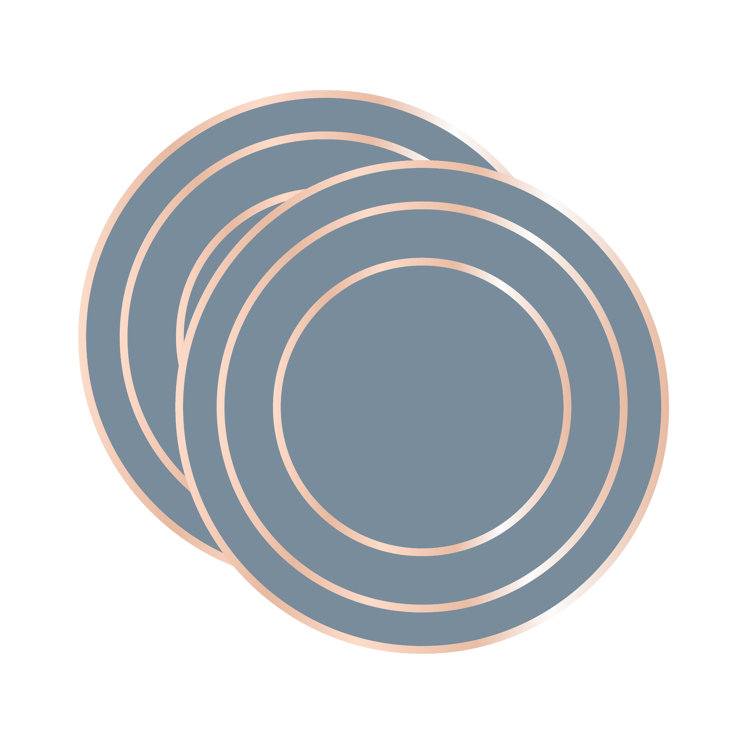 Placemats Dining Table Mat Table Decor Washable Non Slip Circular 15 x 15 (Set of 2) East Urban Home Color: Concentric Dusty Blue/Rose Gold