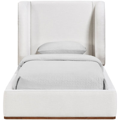 Aurin Alpharetta Linen Textured Fabric Upholstered Bed