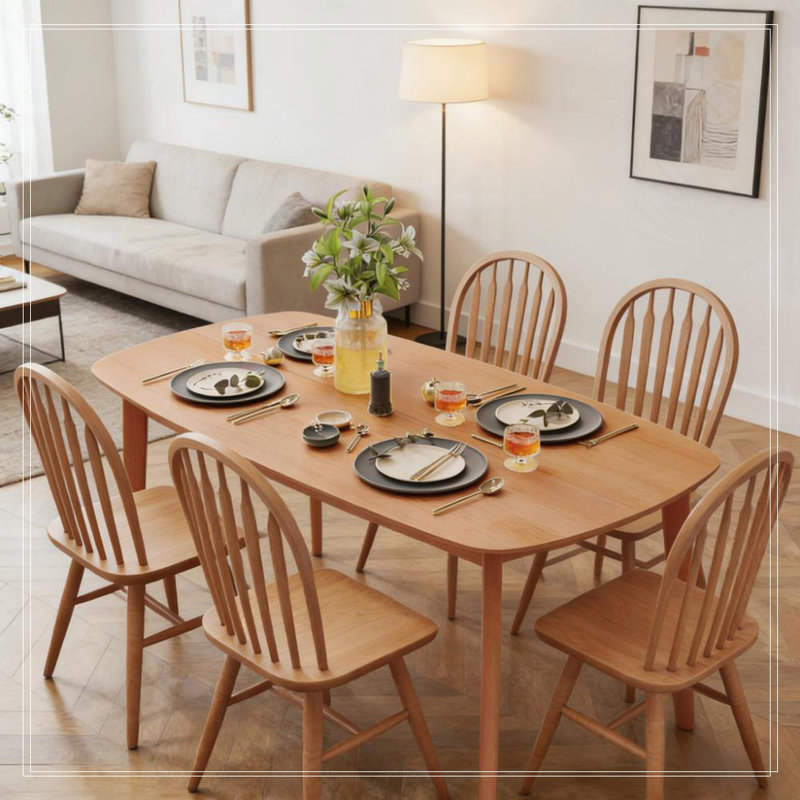 Rectangular Kitchen Table,Wood Dining Table, 29.9" H x 59.1" W x 31.5" D