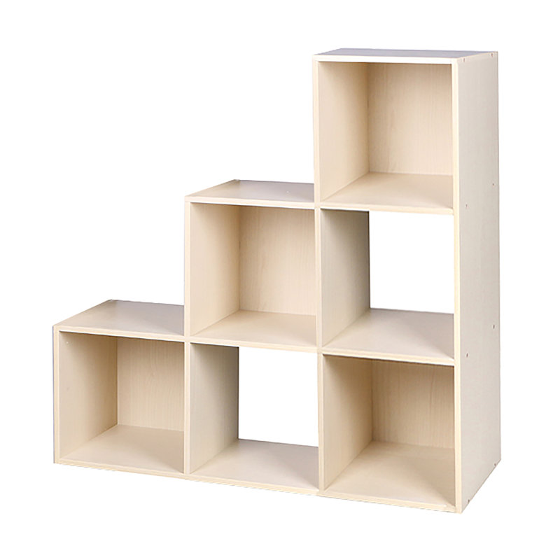 Organisateur de rangement en MDF à 6 niveaux ouverts et fermés Ebern Designs, chêne