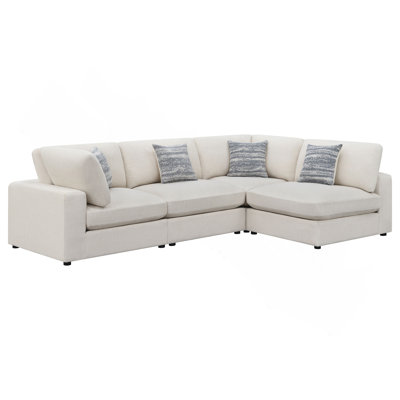 Rhette Beige 4-Piece Upholstered Sectional With Reversible Cushions