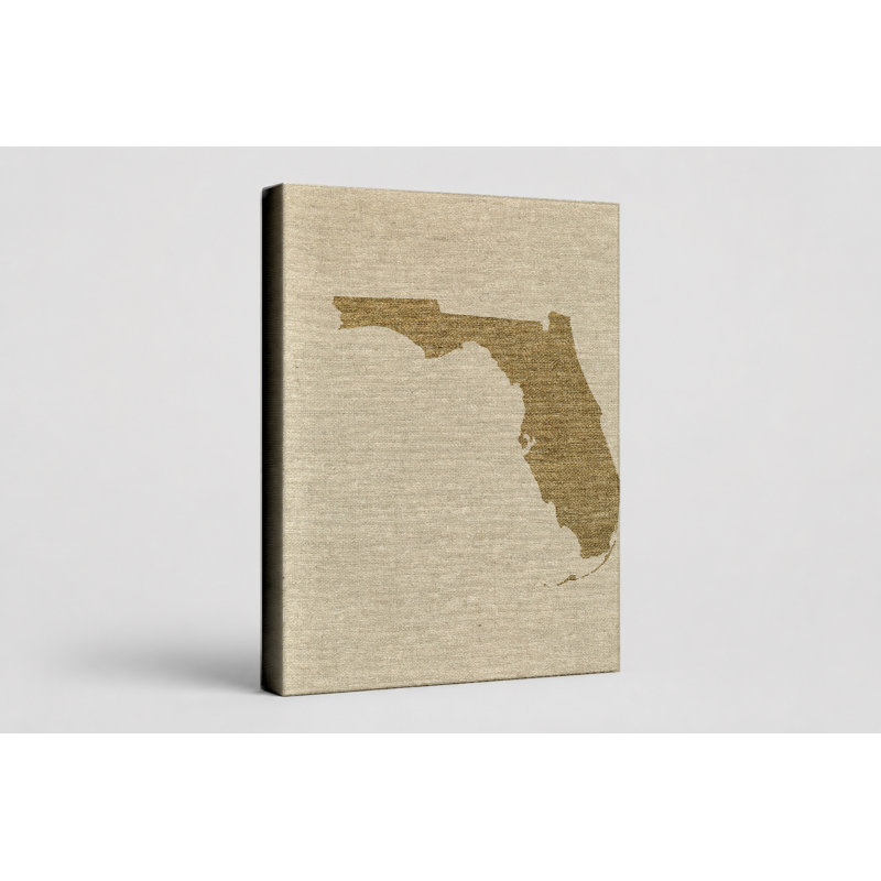 Florida State Silhouette - Portrait, art mural sur toile, 12" W x 18" H
