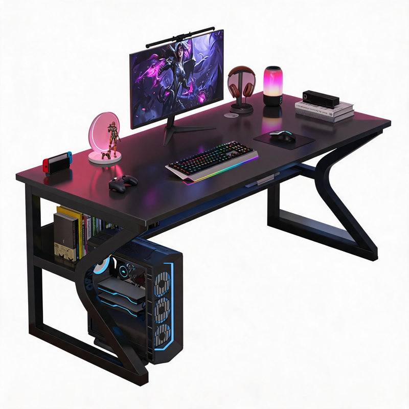 Solid Wood Iron Computer Desk