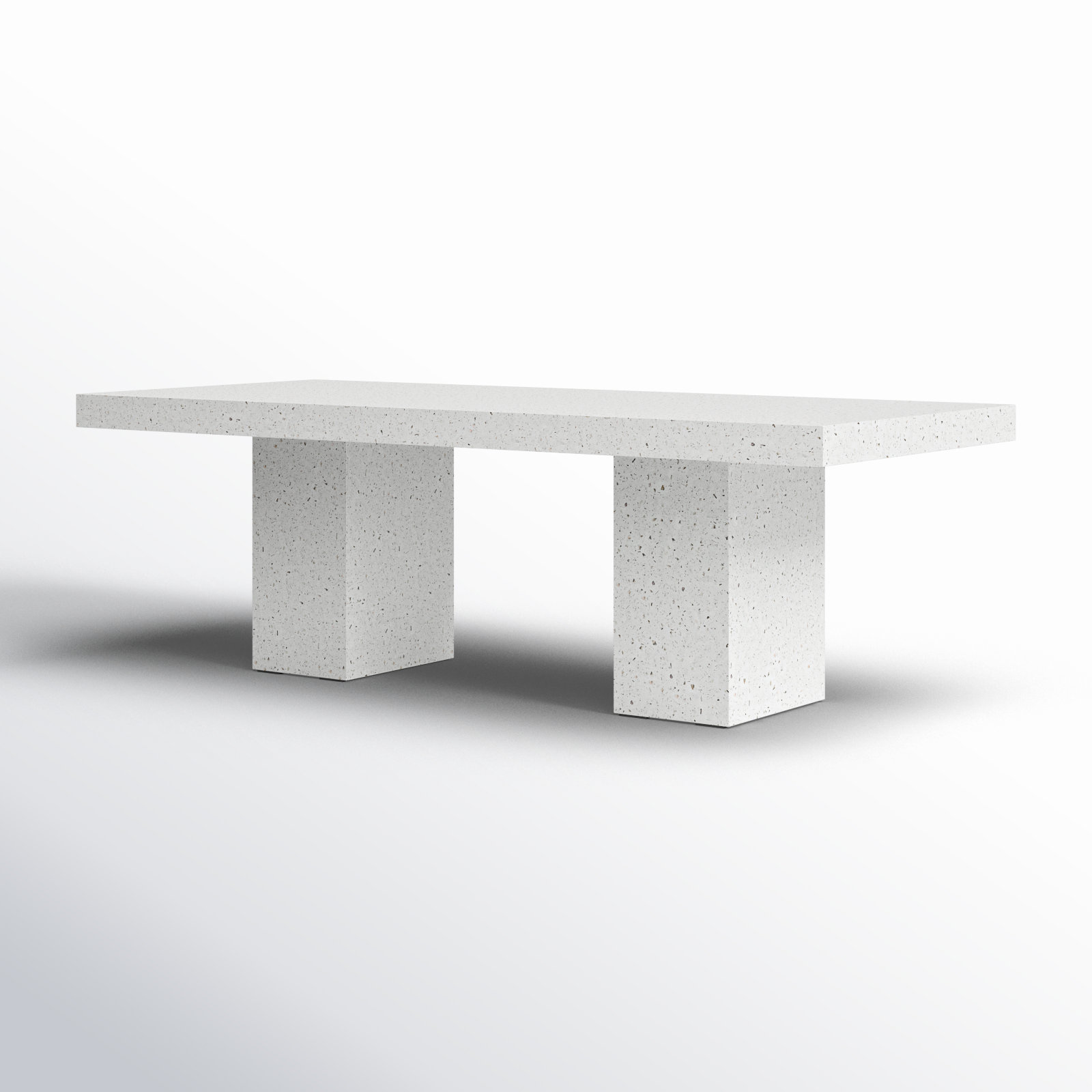 Kareen Pedestal Dining Table, 95" L x 47" W, Standard Table (30.5" Height), Ivory Terrazo
