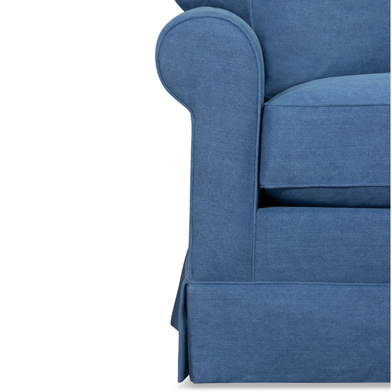 Canapé-lit modulaire 2 pièces Friedman, Denim indigo classique, Accoudoir à droite (vu de face)