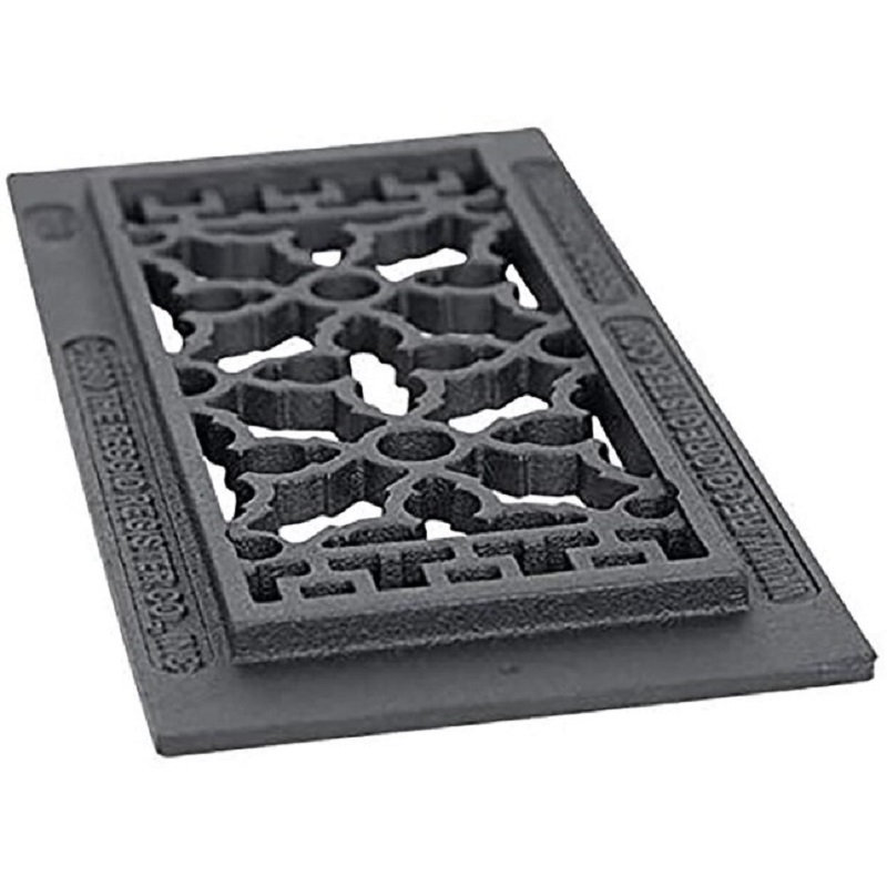 Reggio Register Scroll Cast Iron Floor Grille with Mounting Holes, 4" x 10"