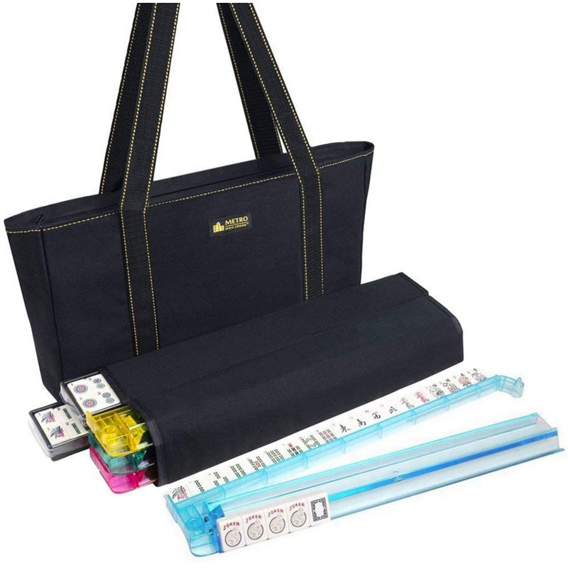 Ensemble Metro Mahjong avec sac en toile, Noir