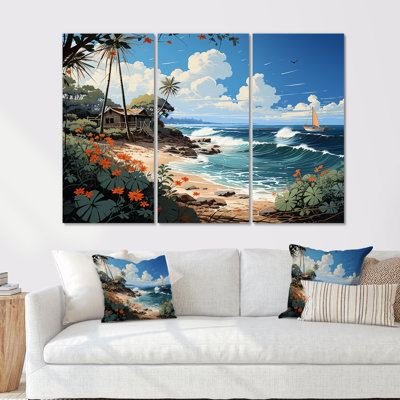 Turquoise Seaside Trek II - Bicycle Wall Art Set