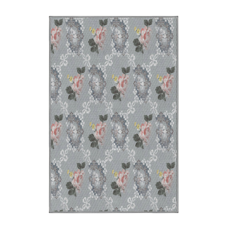 Tapis floral gris Iram, Rectangle 5 pi x 7 pi