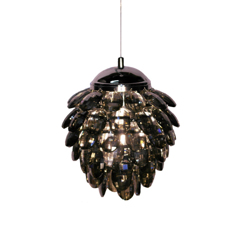 Luminaire suspendu en cristal 1 lumière Fantine, Fumée