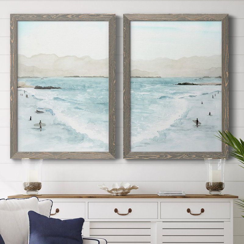" In The Surf I " 2 - Pieces Painting Print, Gray, 43.5" H x 63" W