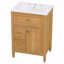 Meuble-lavabo 24 po avec lavabo, meuble-lavabo avec un tiroir rabattable et deux tiroirs, tablette réglable-1416004431