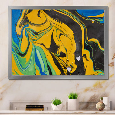 Art en acrylique noir et jaune
