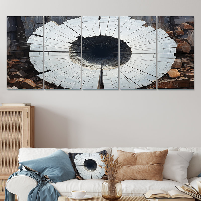 «Stone Grey Quartz Mystery I - Stone Geode», ensemble d'art mural 5 pièces, H 28 po x l 60 po