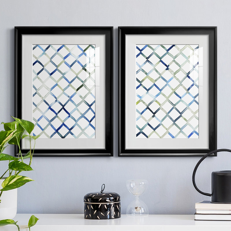 Sea Lattice I - ensemble de 2 impressions encadrées, H 36,5 po x l 26,5 po x P 1,25 po, Cadre noir