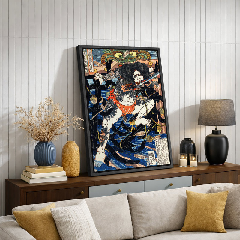 «Samurai Warrior in bataille», art traditionnel japonais, impression sur toile encadrée, H 36 po x l 24 po x 1,5 po