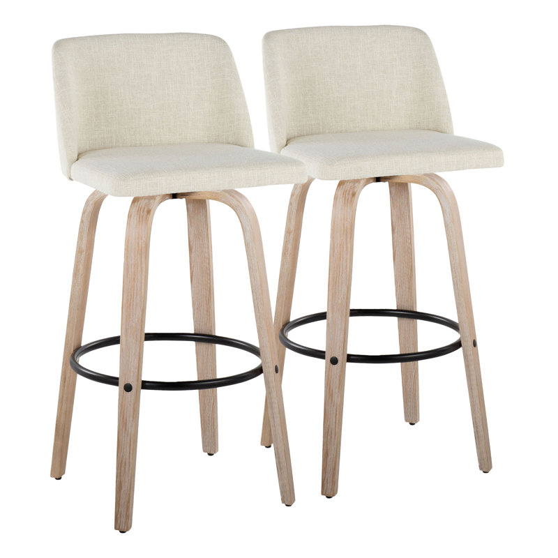 Lakyia Swivel Upholstered Counter Stool, Cream