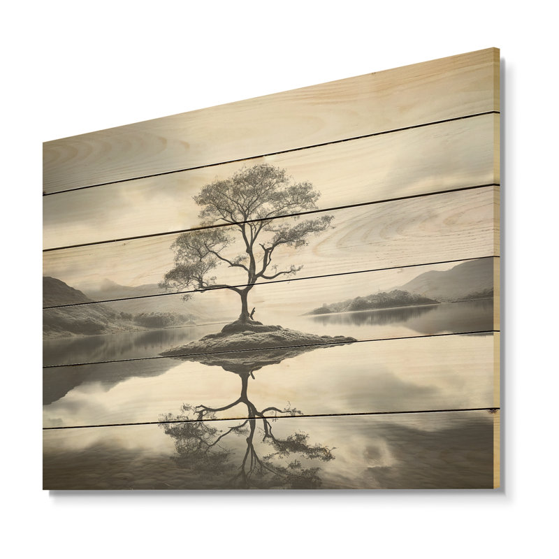 Tranquillité de lac pittoresque - Lacs Lakehouse, art mural sur bois de pin naturel, H 30 po x l 40 po