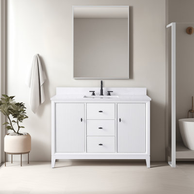 Meuble-lavabo simple 48 po avec plateau en marbre d'ingénierie