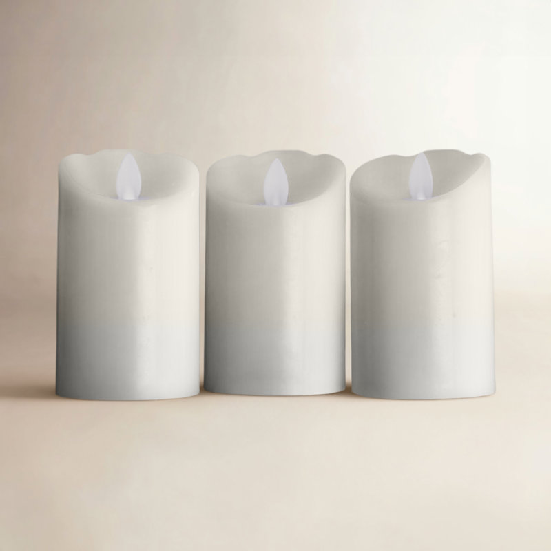 Wavy Top LED Unscented Wax Flickering LED Pillar Candles