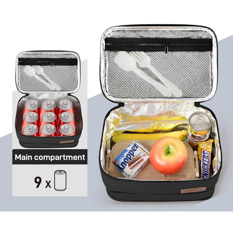 Expandable Lunch Bag With Handle, Black