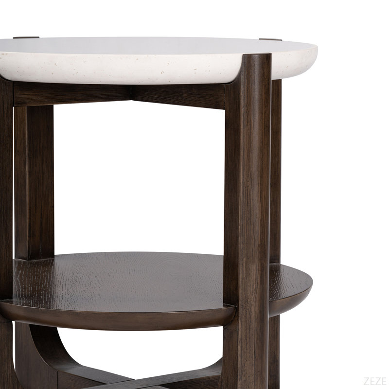 Ensemble de table style transitionnel 3 pièces 1 table de cocktail 42 po 1 table de cocktail 25 po 1 table de bout avec plateau en pierre et bois